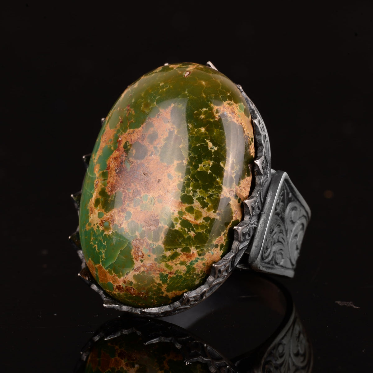 Natural Arizona Turquoise Stone Ring - Handmade 925 Sterling Silver — 5