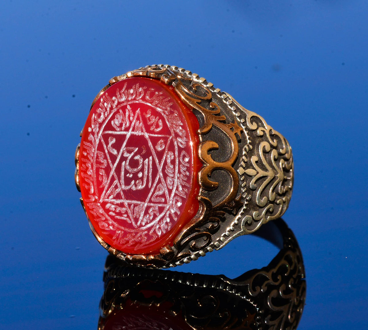 Silver Men's Ring, Natural Black Onyx Stone, King Solomon's Seal Ring, Handmade Jewelry (Model-2) — 3