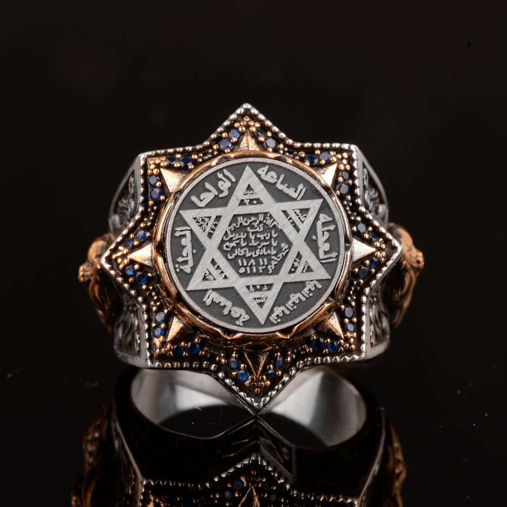 Handmade Star of Solomon Ring - 925 Sterling Silver Men's Ring, Star of David Symbol — 3