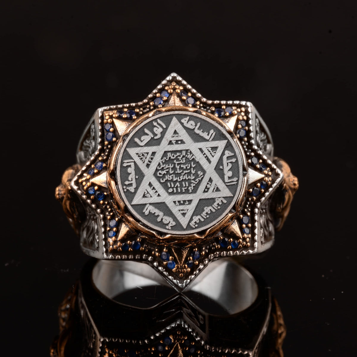 Handmade Star of Solomon Ring - 925 Sterling Silver Men's Ring, Star of David Symbol — 3