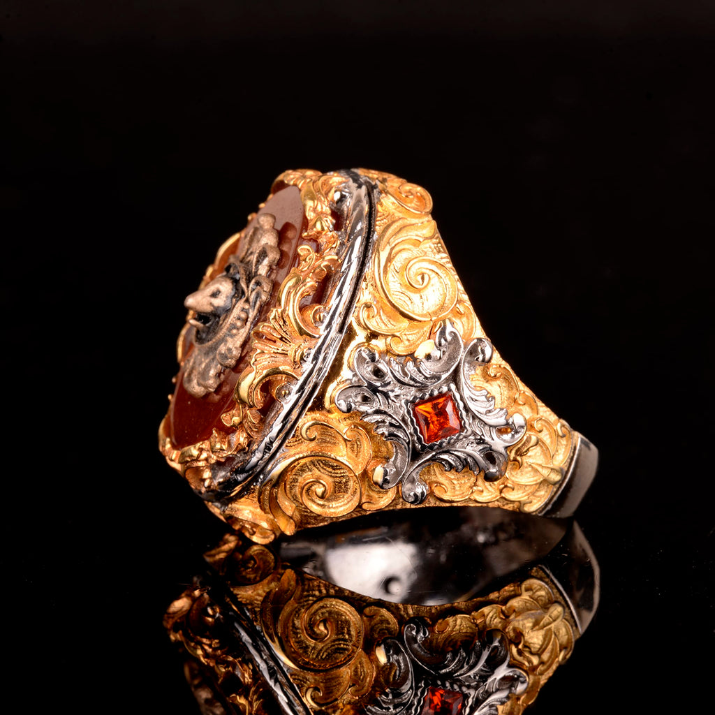 Handmade Ring - 925 Sterling Silver Gold Plated (Lion) — 4