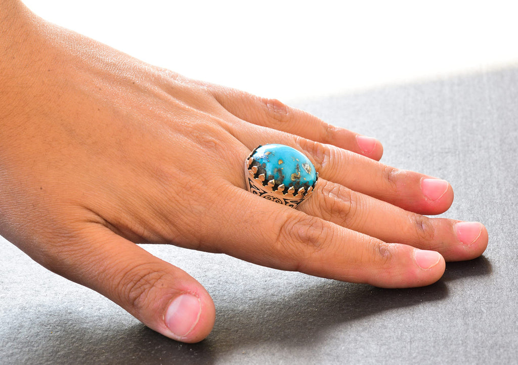 Silver Ring - Natural Arizona Turquoise Stone (Model-2) — 6