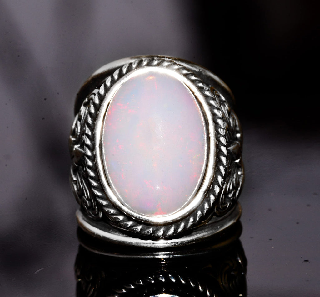 Real Natural Australian Opal 10.00 Carat Silver Ring — 5