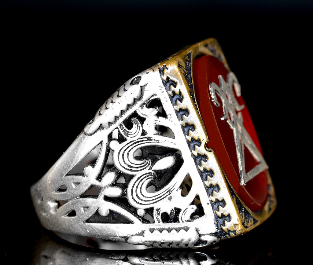 KAMBO Men's Silver Gothic Ring - Lucifer Seal Design (Model-2) — 5
