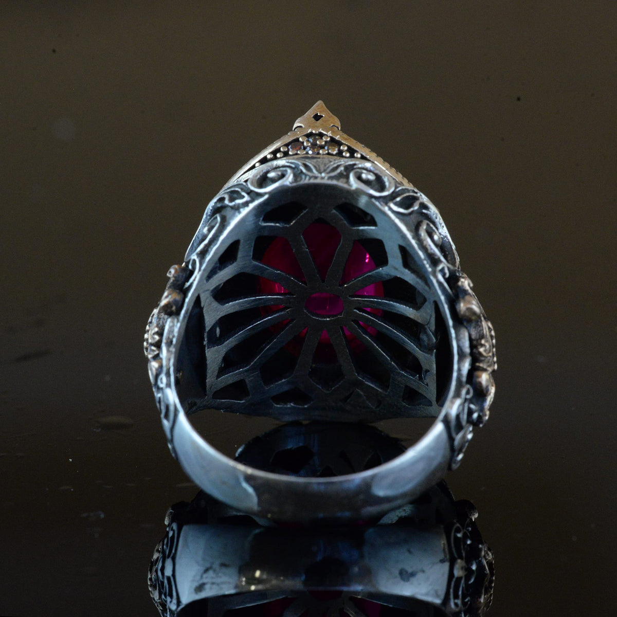 Natural Star Ruby Stone Ring - 925 Sterling Silver — 9