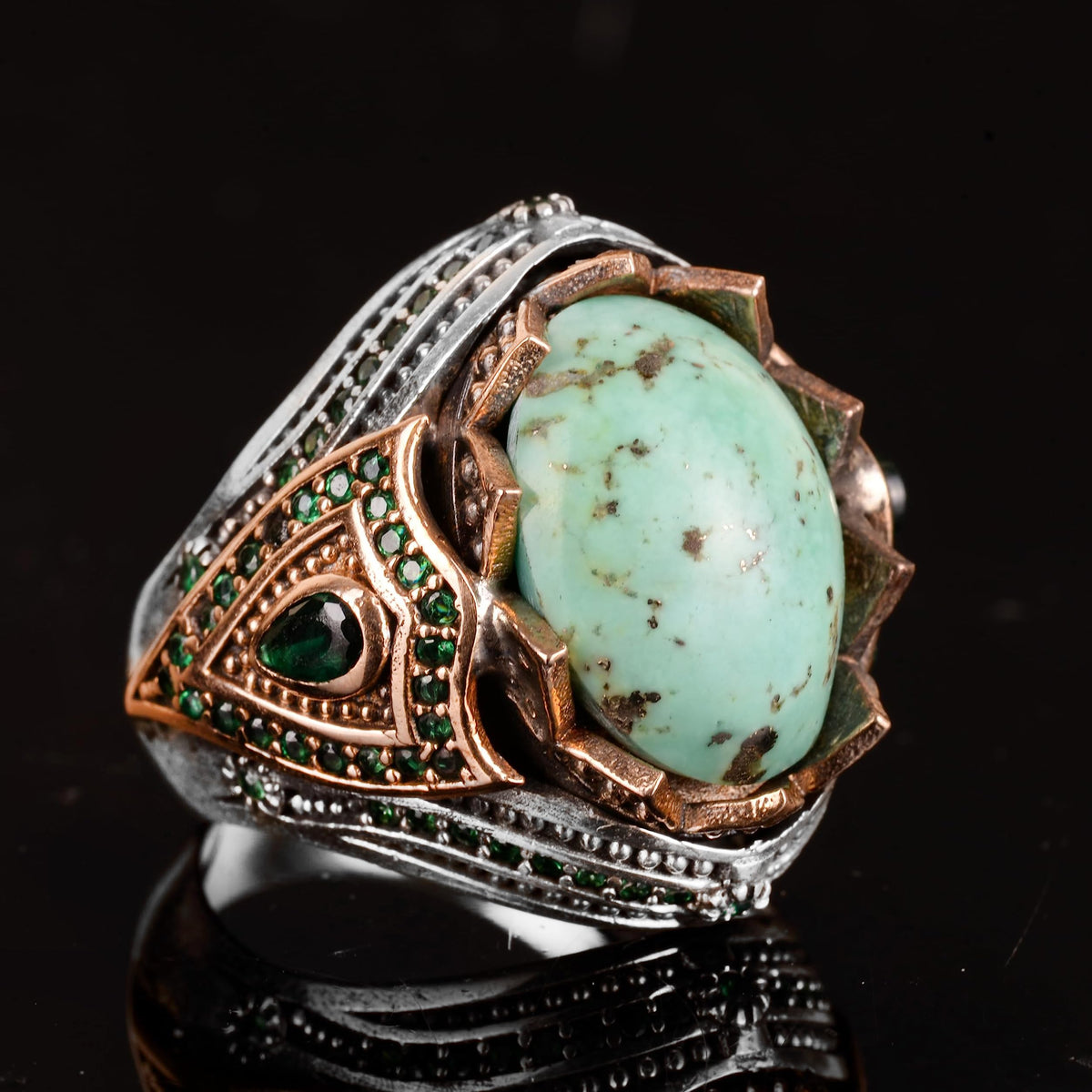 Natural Arizona Turquoise Stone Ring, Minimalist Design, 925 Sterling Silver — 4