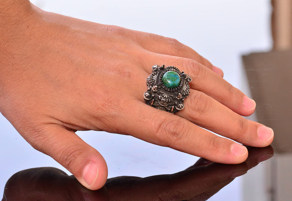 Luxury 925 Sterling Silver Ring for Men - Stylish and Magnificent Design with Chrysocolla Stone — 6