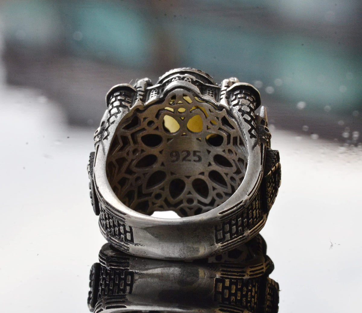 Handmade Yellow Sapphire Stone Ring - Islamic Mosque Design — 5