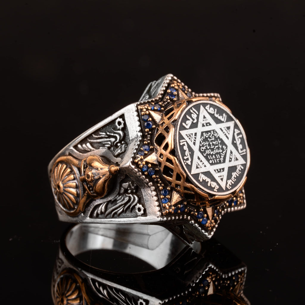 Handmade Star of Solomon Ring - 925 Sterling Silver Men's Ring, Star of David Symbol — 4