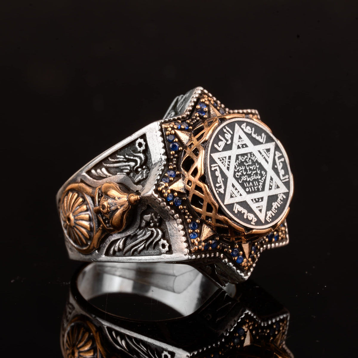 Handmade Star of Solomon Ring - 925 Sterling Silver Men's Ring, Star of David Symbol — 4
