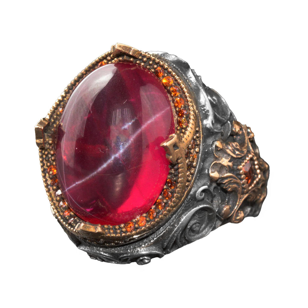 Natural Star Ruby Stone Ring - 925 Sterling Silver — 8