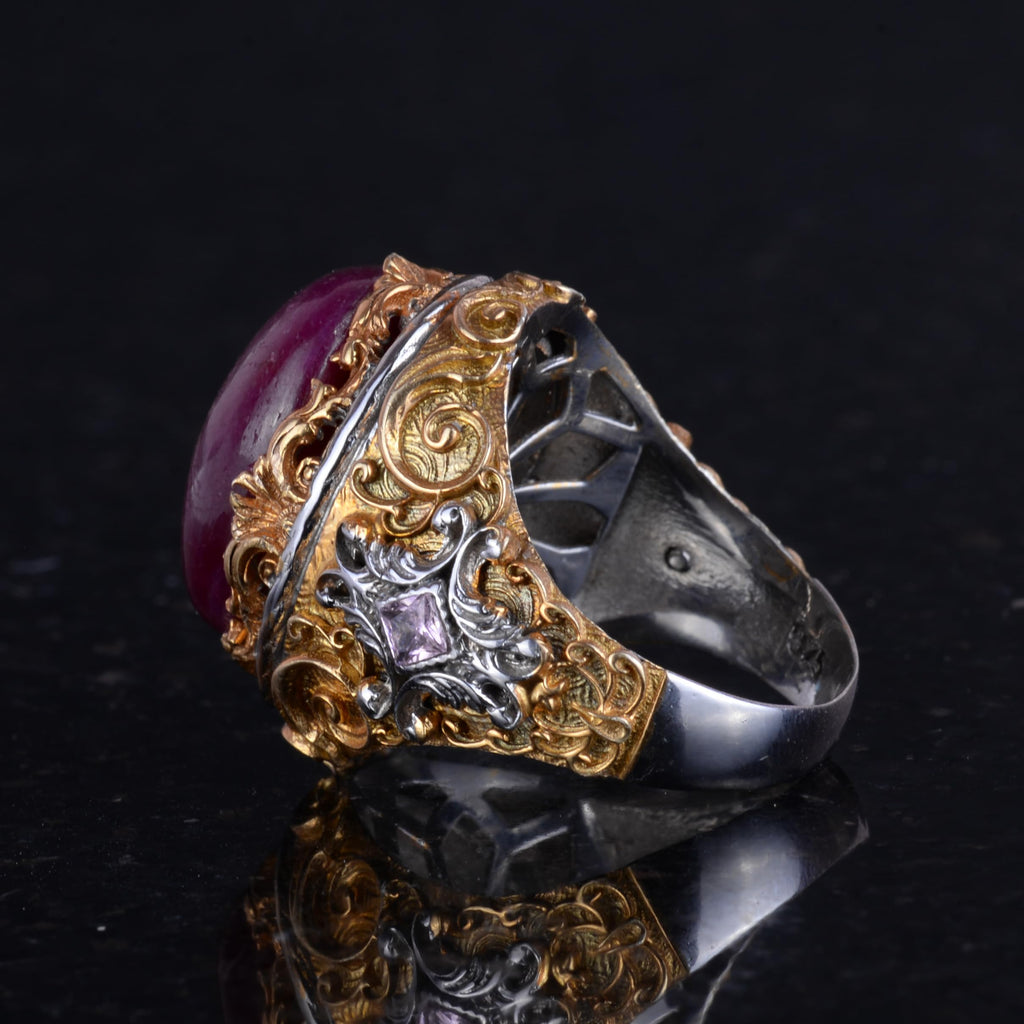 Natural Ruby Stone Sultan Ring - 925 Sterling Silver — 7