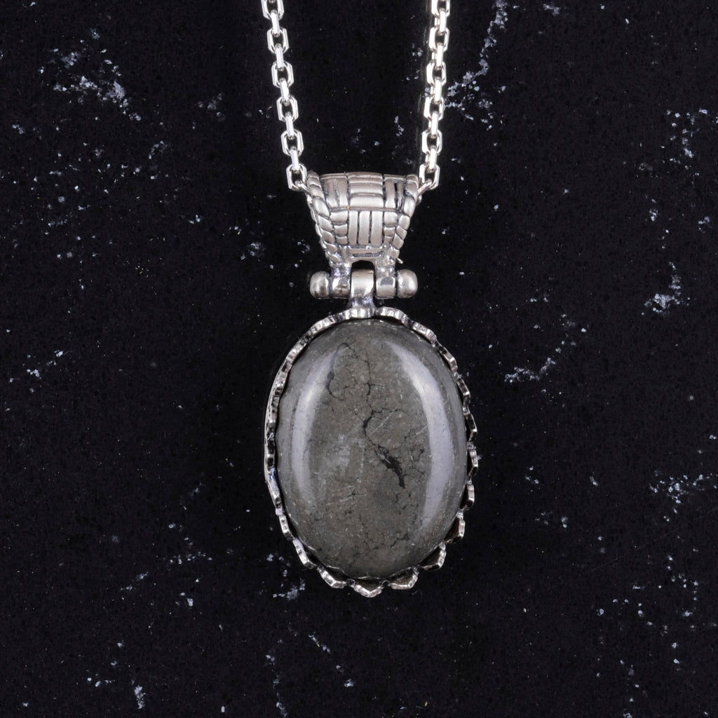 Natural Pyrite Necklace - 925 Sterling Silver Necklace — 4