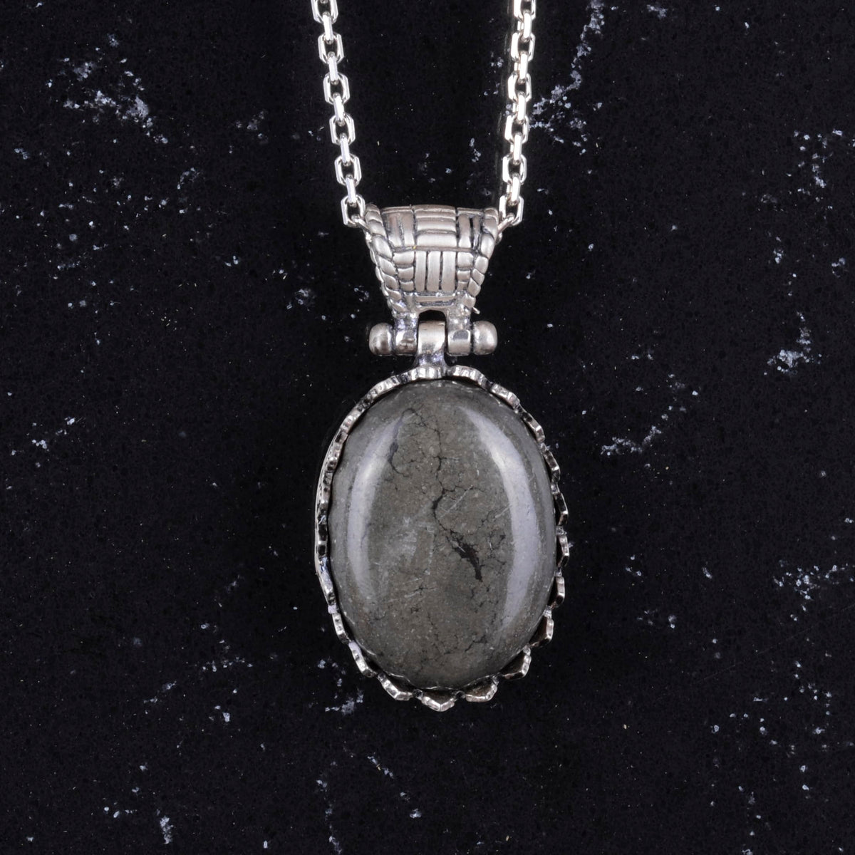 Natural Pyrite Necklace - 925 Sterling Silver Necklace — 4
