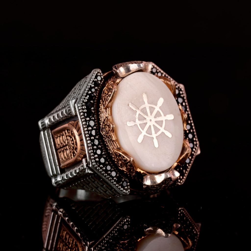 925 Sterling Silver Men's Helmsman Ring - Bold and Nautical Design — 2