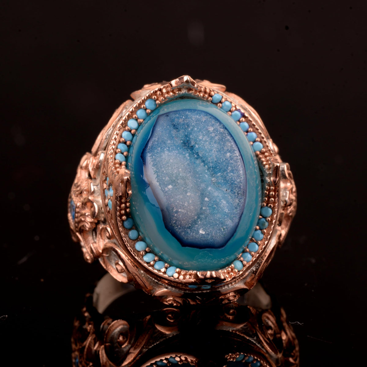 Natural Drusy Quartz Gemstone Ring - 925 Sterling Silver — 6