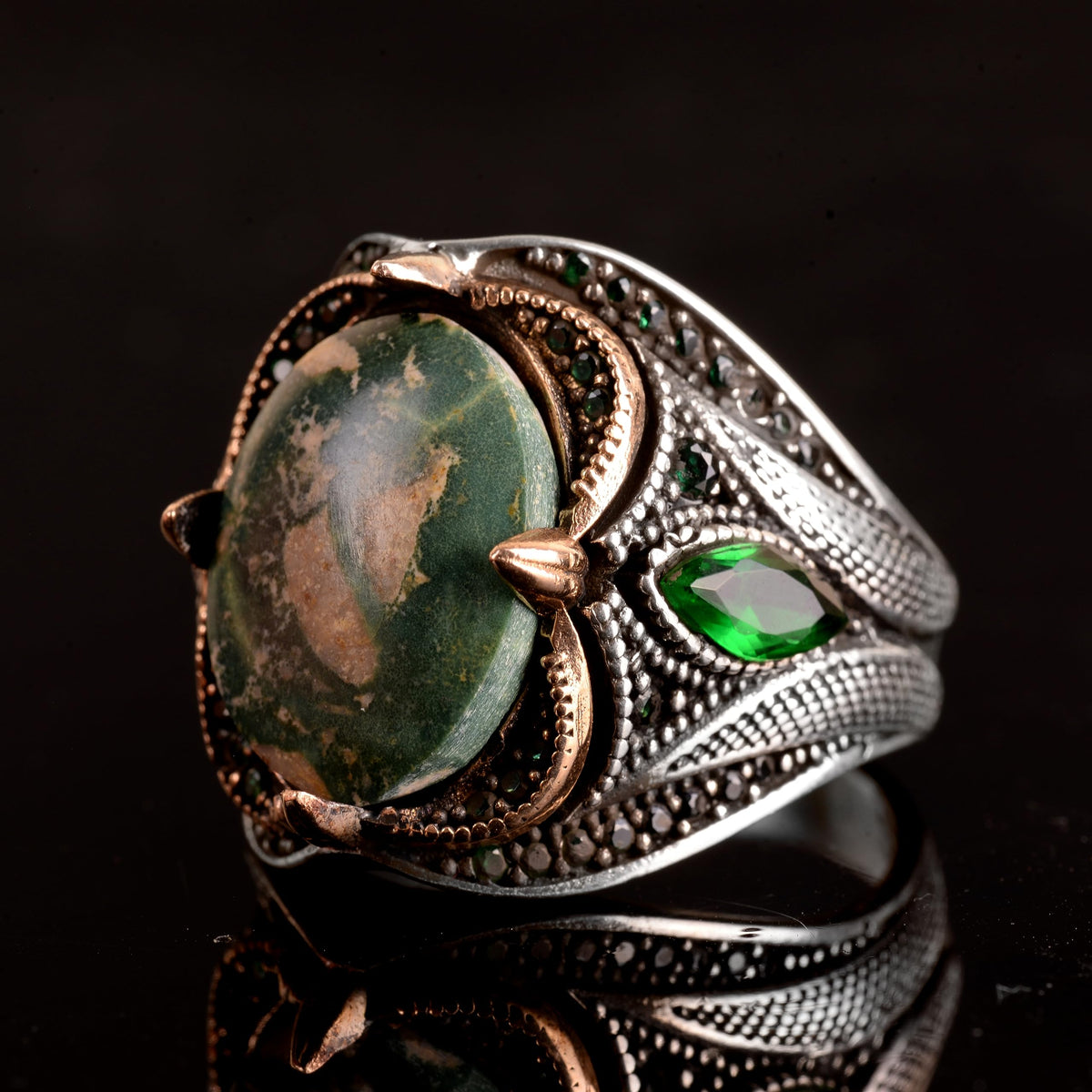 Natural Arizona Turquoise Stone Ring, 925 Sterling Silver — 5