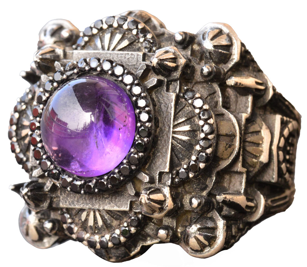 Luxury 925 Sterling Silver Ring - Natural Amethyst Stone