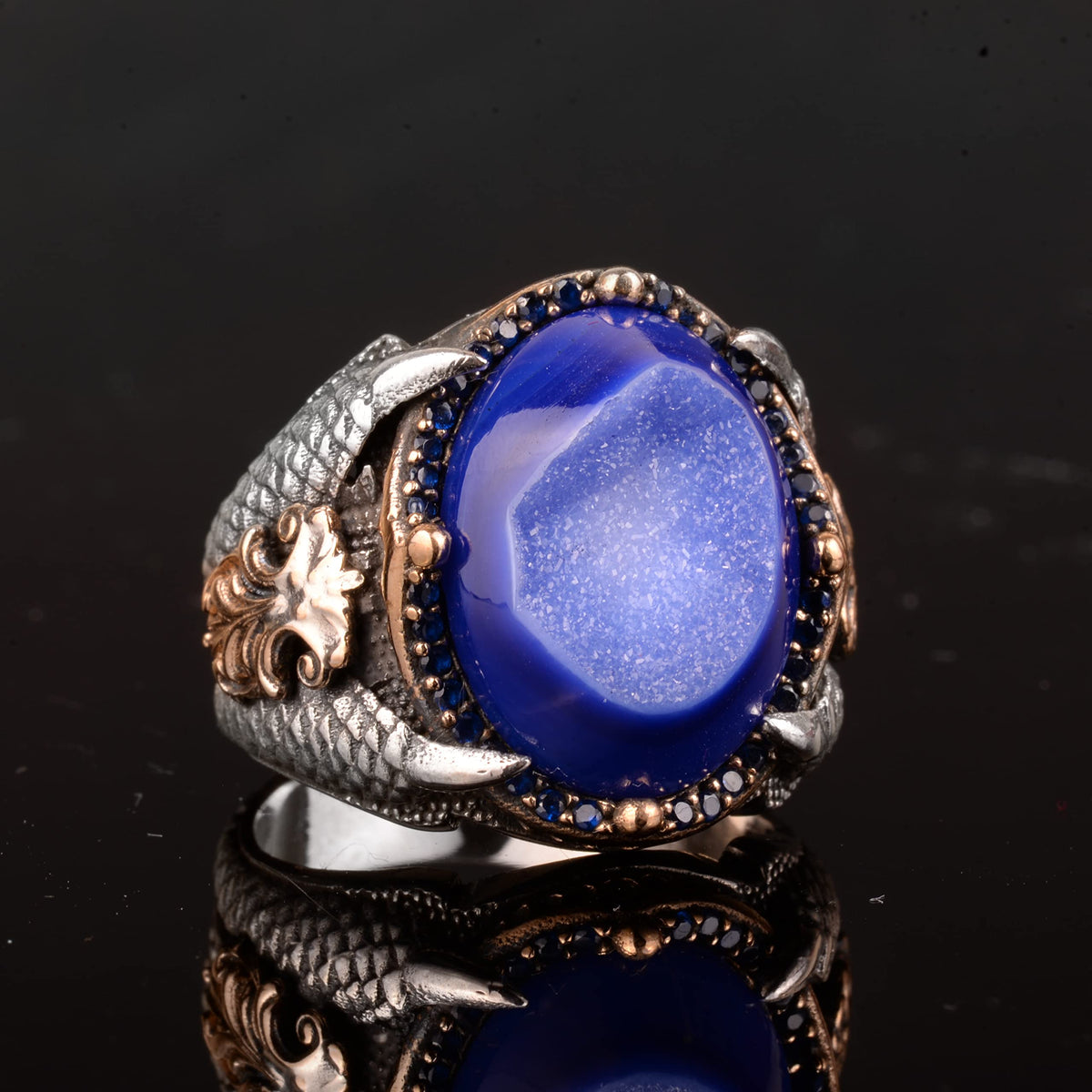 925 Sterling Silver Ring with Natural Druzy Quartz — 5