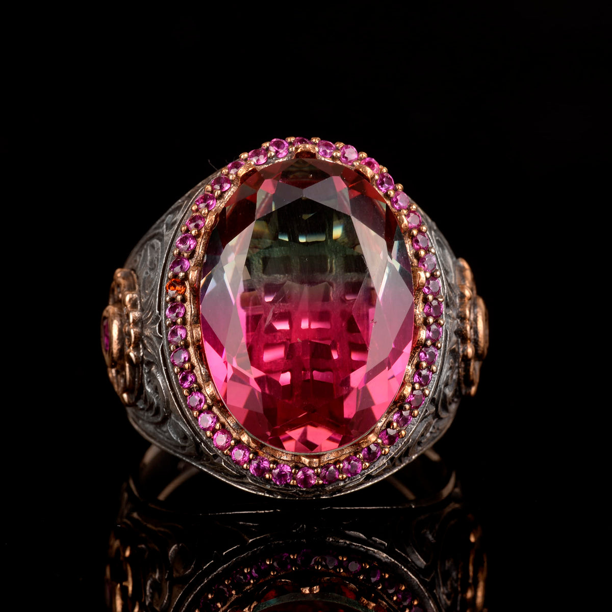 KAMBO 925 Sterling Silver Men's Ring - Multicolored Stone - Unique Bold Men's Ring — 6