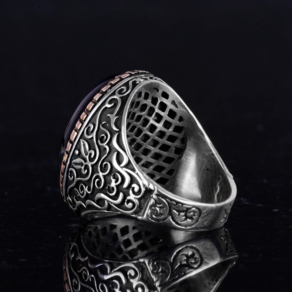 Synthetic Stone Ring - 925 Sterling Silver Men's Ring — 7