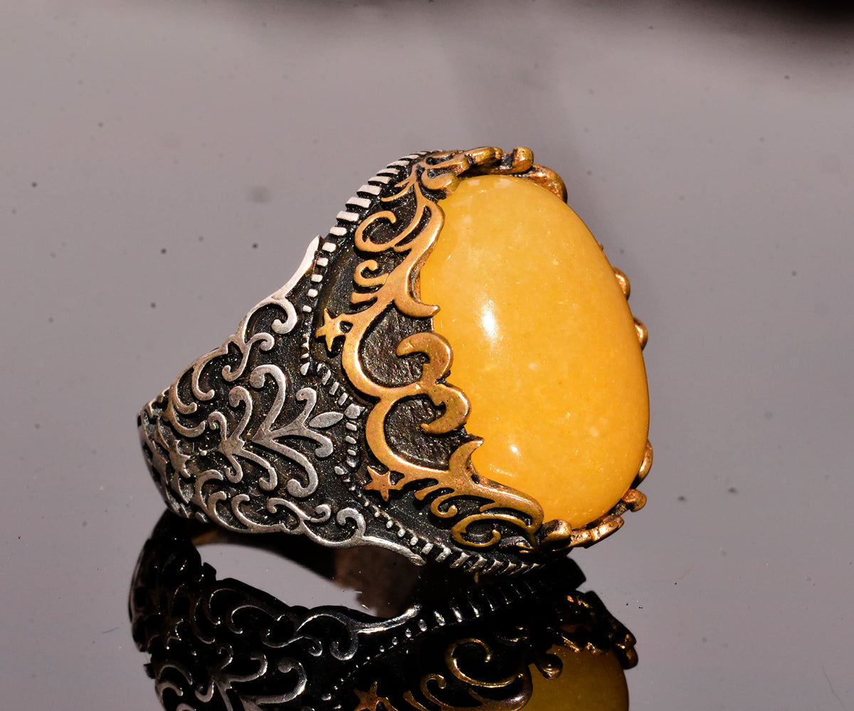 Natural Yellow Agate Ring — 4