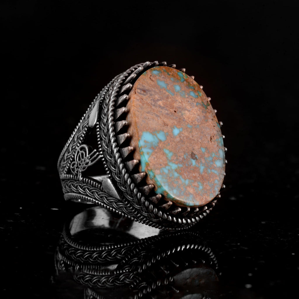 925 Sterling Silver Ring, Natural Arizona Turquoise Stone Ring (Model-4) — 6