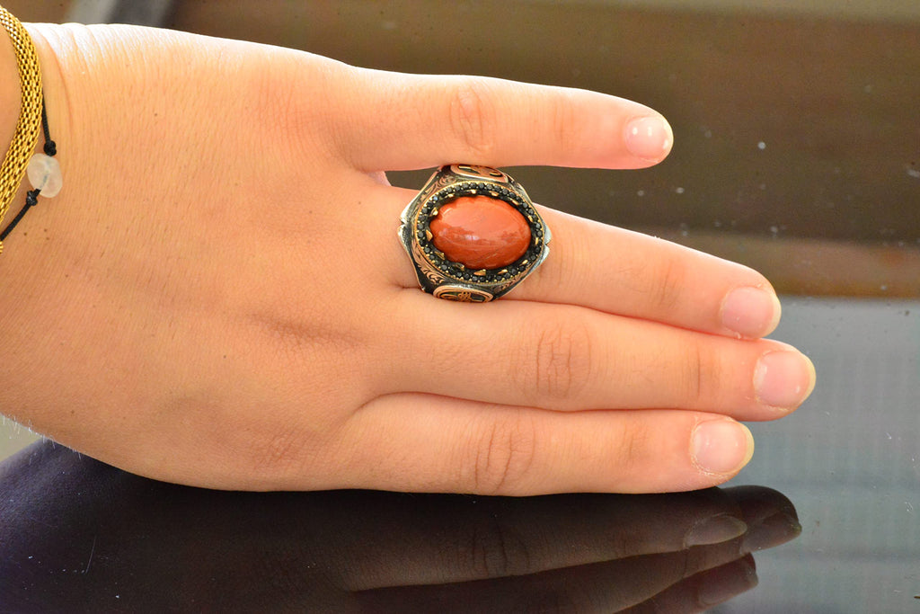925 Sterling Silver Natural Bloodstone Ring — 6