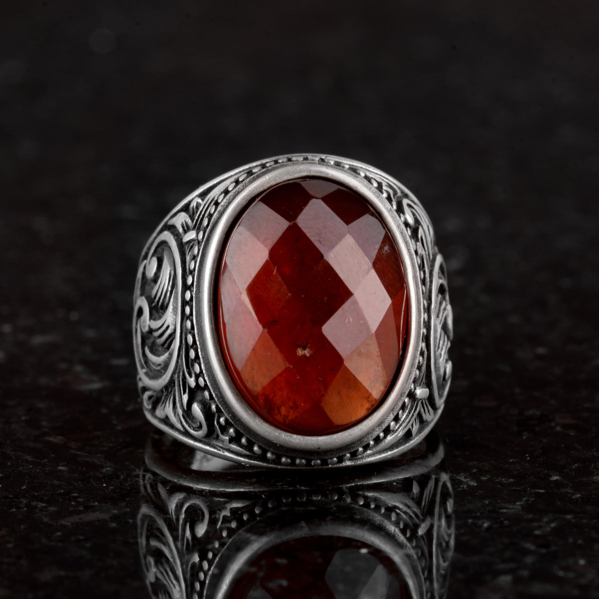 Natural Garnet Stone Ring - 925 Sterling Silver — 2