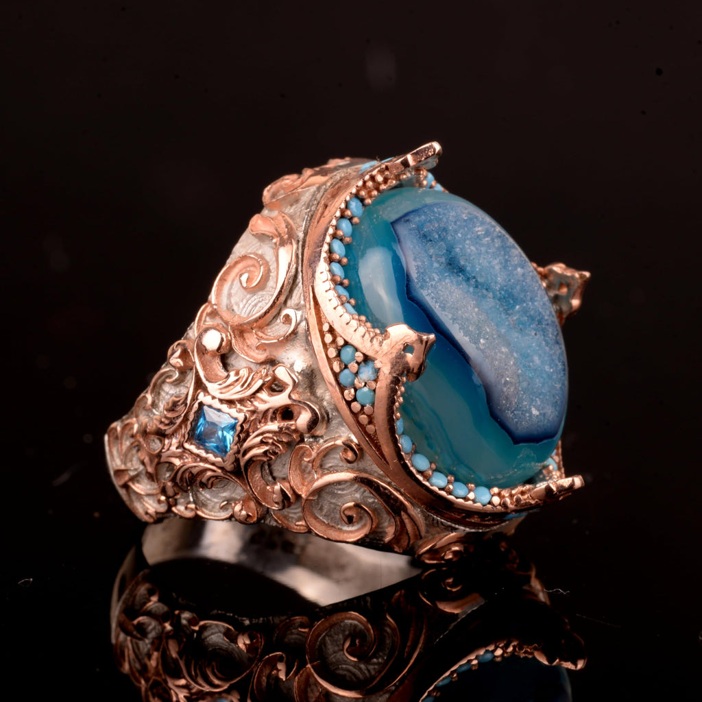 Natural Drusy Quartz Gemstone Ring - 925 Sterling Silver — 4