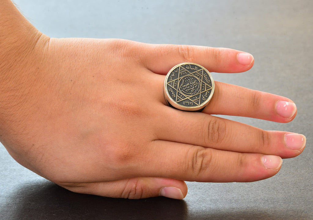 Round Star of David Ring, 925 Sterling Silver Men's Ring — 6