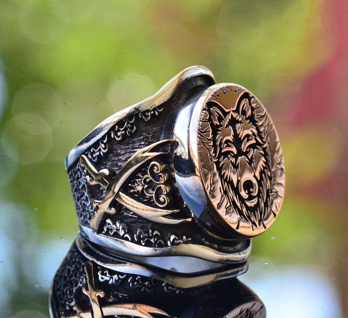 Wolf Head Ring, Silver Wolf Ring, 925 Sterling Silver Men's Ring, Big Ring — 3