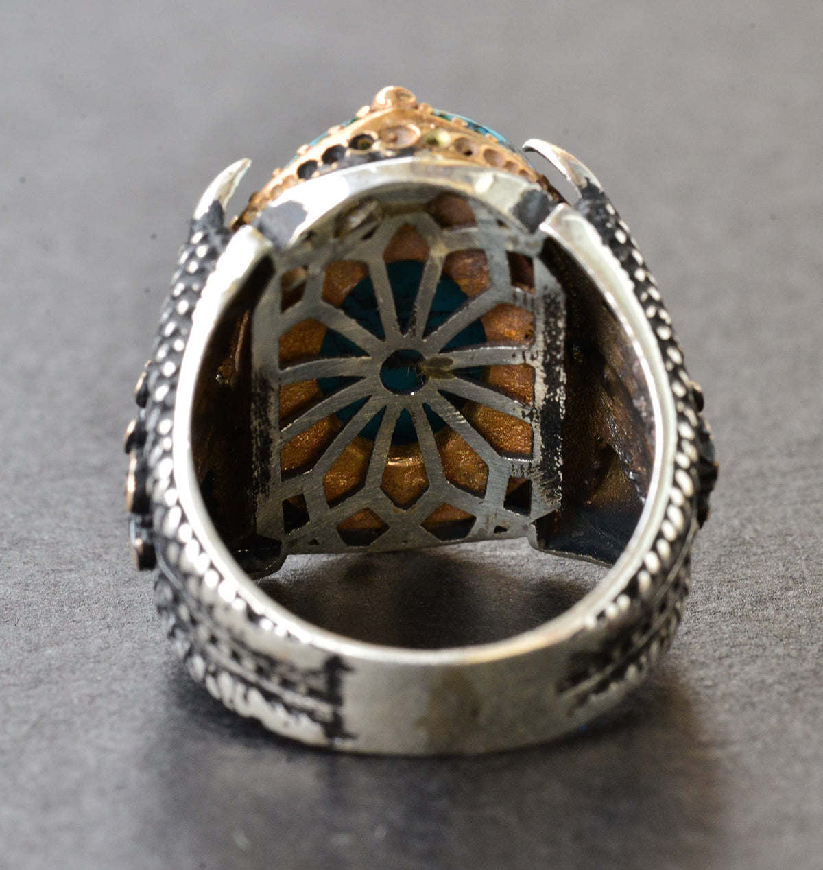 Silver Eagle Claw Ring - Natural Turquoise Stone — 8