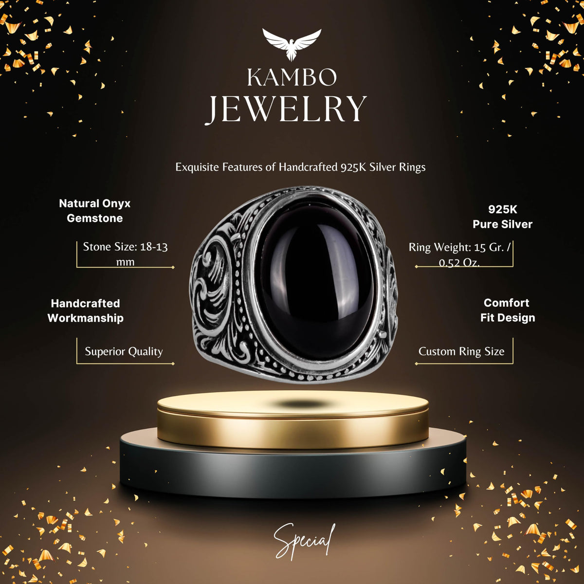 Natural Onyx Stone Ring (Model-4) — 2