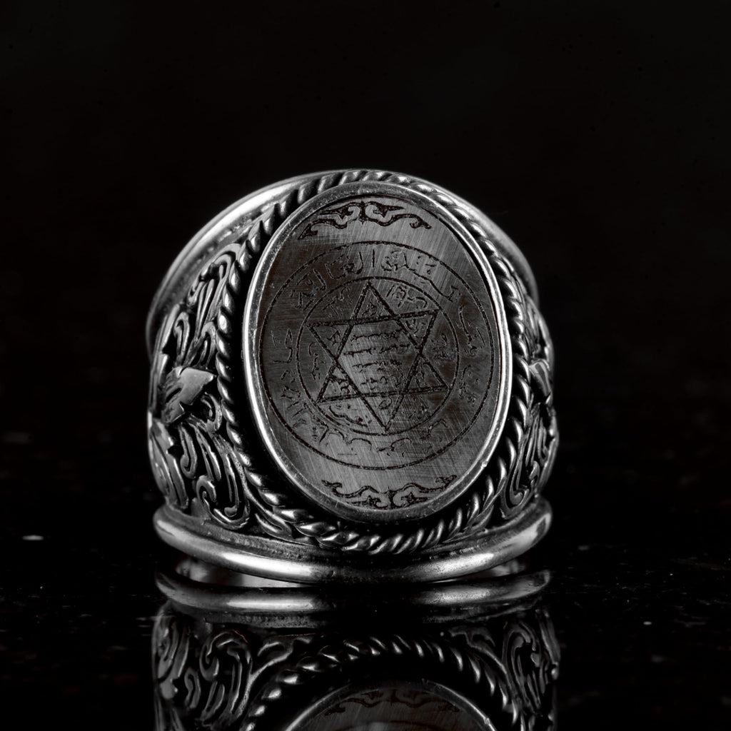King Solomon Seal Silver Ring, 925 Sterling Silver Men's Ring, Star of David — 3
