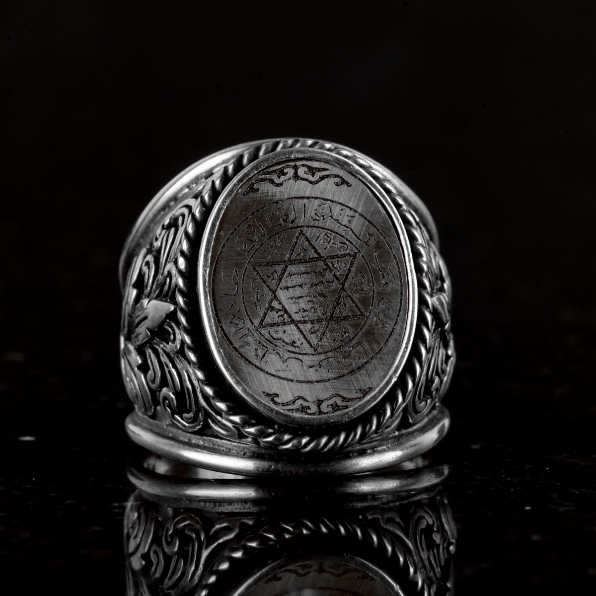 King Solomon Seal Silver Ring, 925 Sterling Silver Men's Ring, Star of David — 3