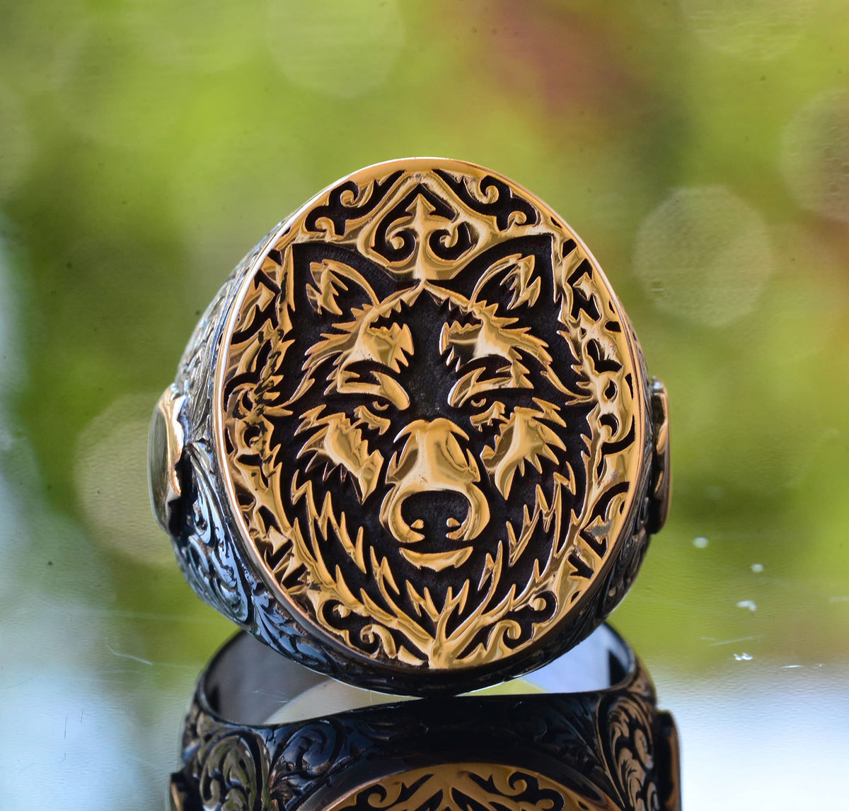 925 Sterling Silver Men's Wolf Ring - Gothic Style Animal Design, Handmade Jewelry — 2