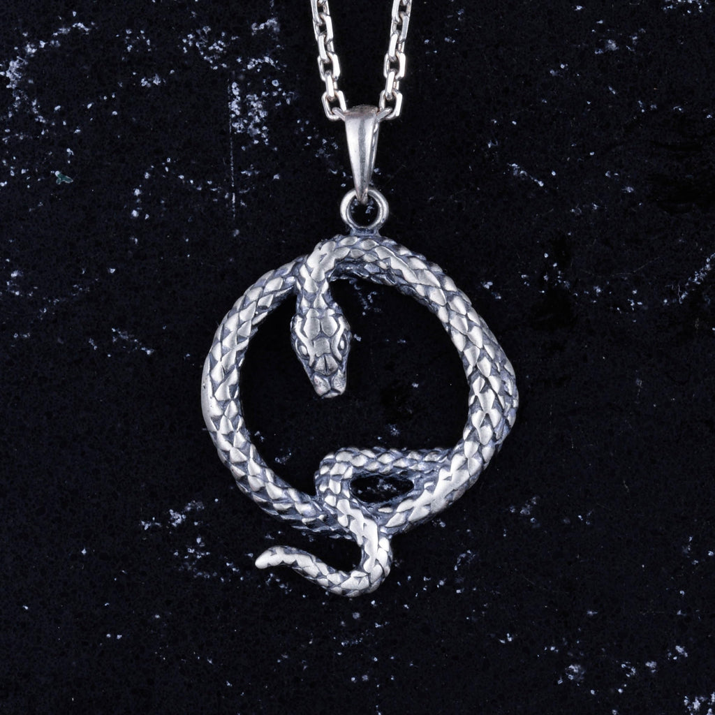 925 Sterling Silver Ouroboros Snake Necklace - Symbol of Infinity and Renewal - Handmade Jewelry — 3