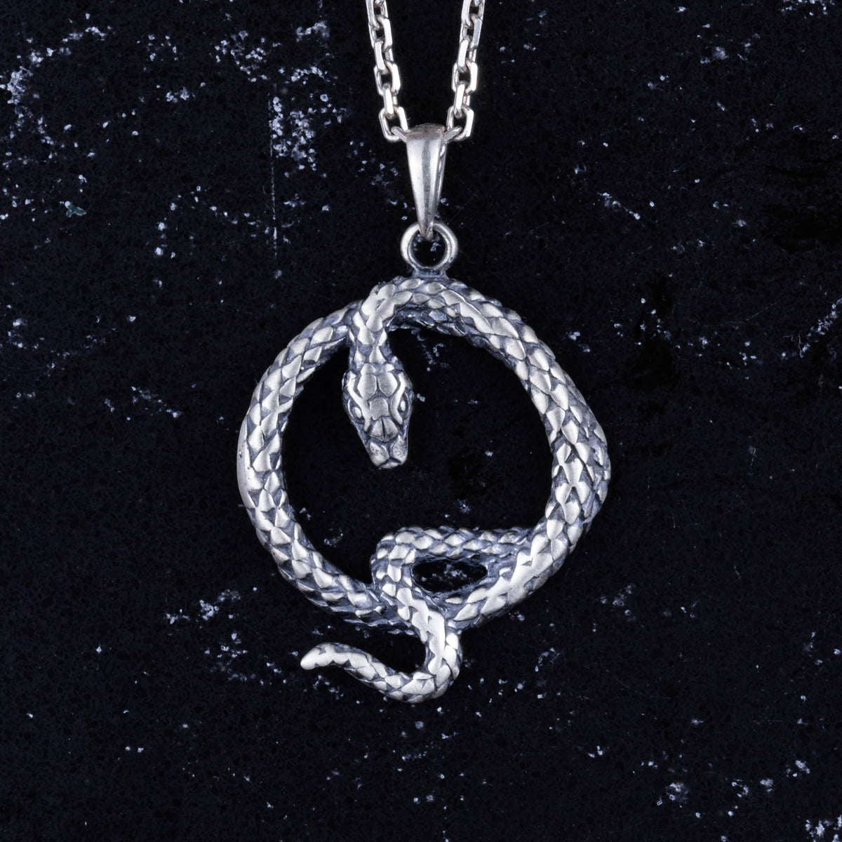 925 Sterling Silver Ouroboros Snake Necklace - Symbol of Infinity and Renewal - Handmade Jewelry — 3