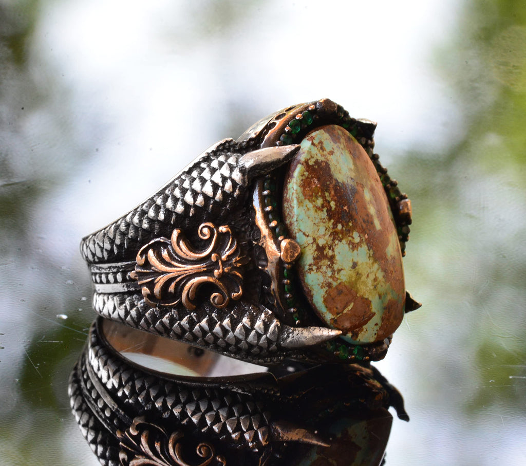 Silver Eagle Claw Turquoise Ring — 4