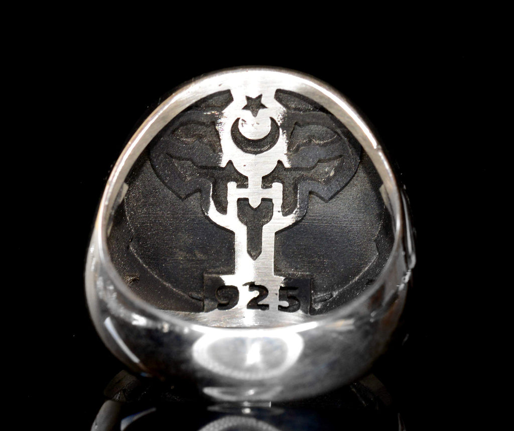 Silver Ring - Arabic Script with Star of David Amulet — 8