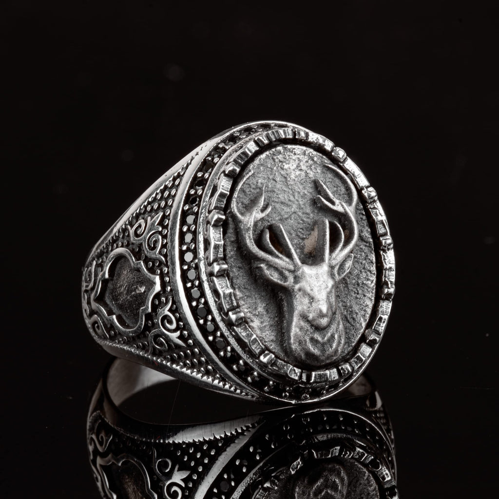 925 Sterling Silver Men's Deer Ring - Showy Design, Ideal for Daily Use and Special Occasions — 4