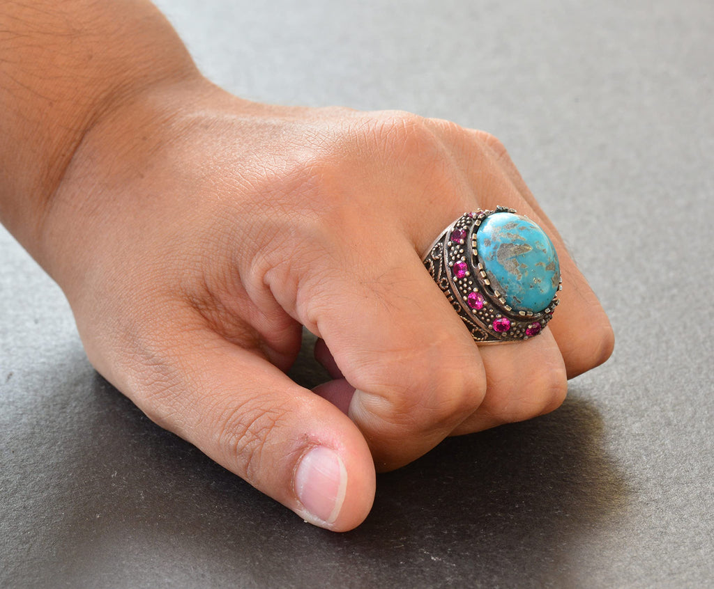 Real Arizona Turquoise Stone Ring (Model-5) — 7