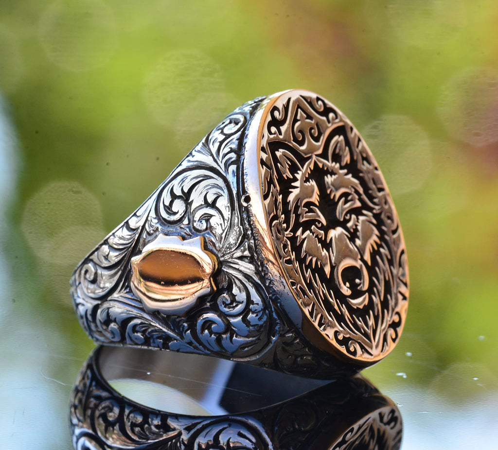 925 Sterling Silver Men's Wolf Ring - Gothic Style Animal Design, Handmade Jewelry — 3