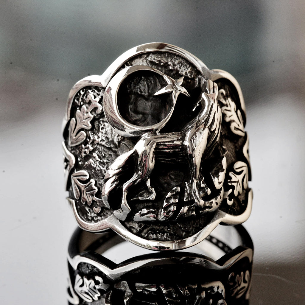 Men's 925 Sterling Silver Wolf Ring — 2