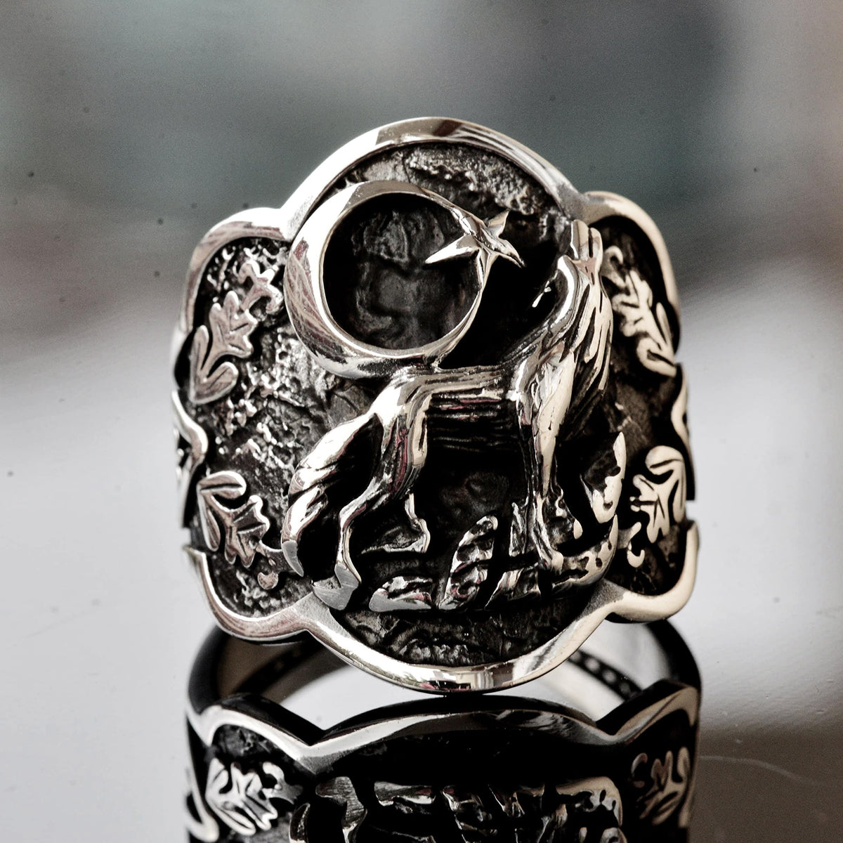 Men's 925 Sterling Silver Wolf Ring — 2
