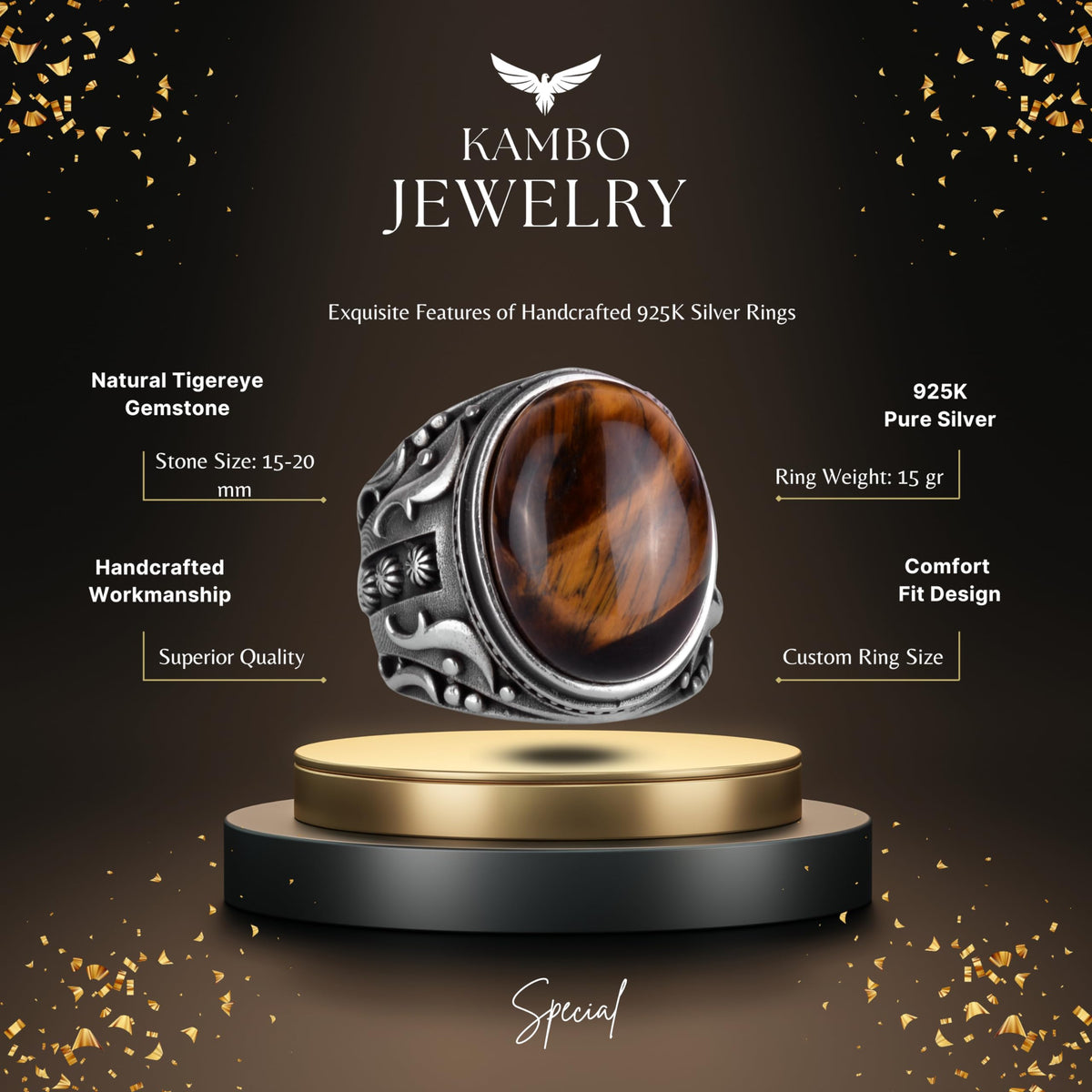 Handmade Tiger Eye Stone Ring — 2