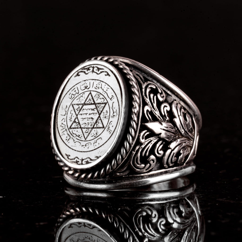 King Solomon Seal Silver Ring, 925 Sterling Silver Men's Ring, Star of David — 5