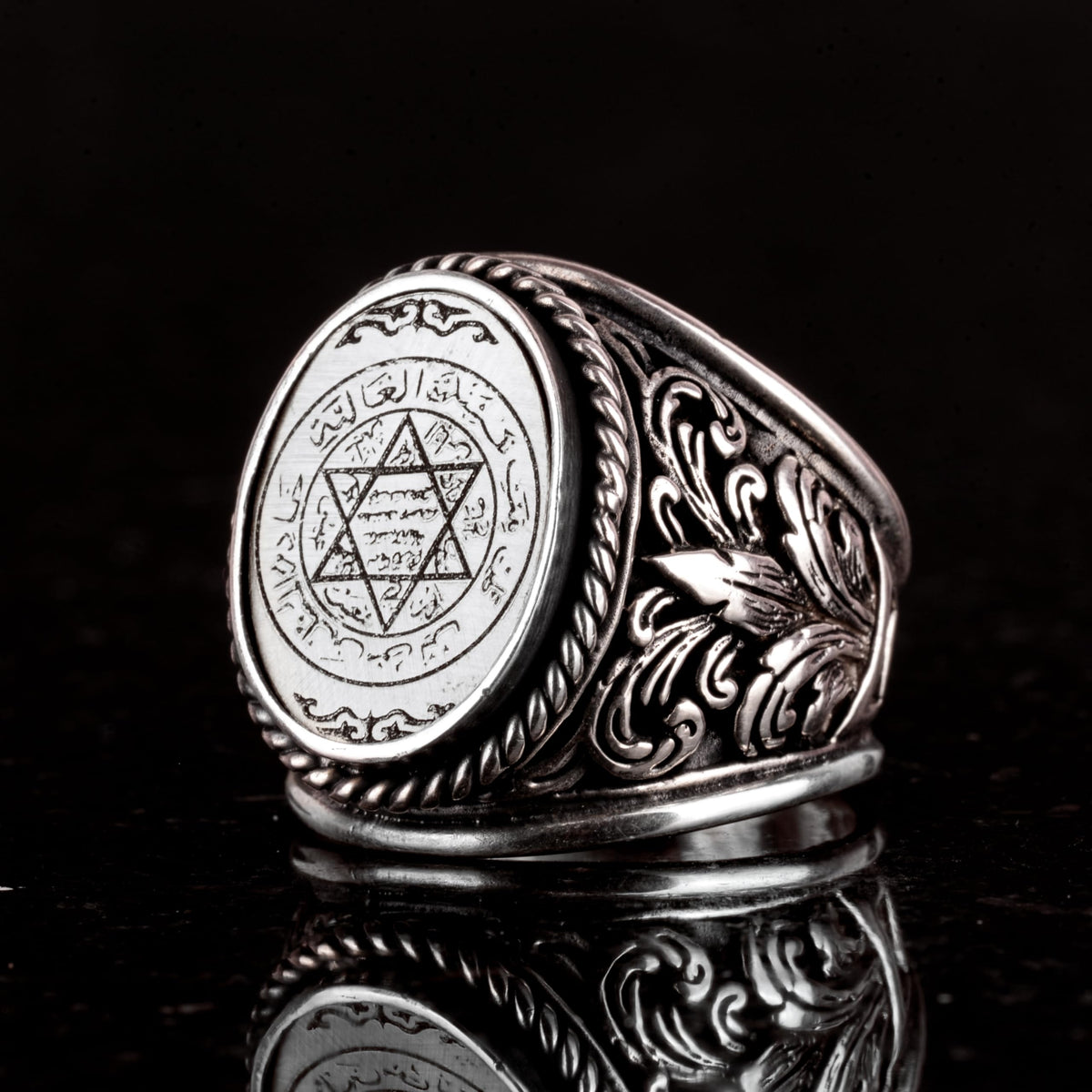King Solomon Seal Silver Ring, 925 Sterling Silver Men's Ring, Star of David — 5