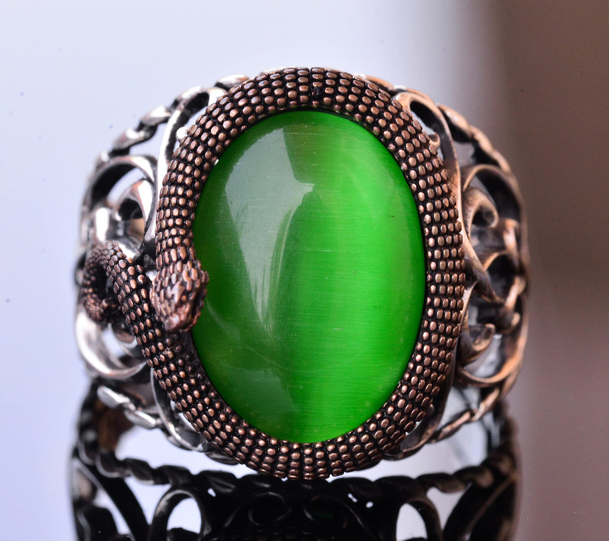 Elegant Snake Figure 925 Sterling Silver Men's Ring Collection — 2
